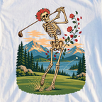 Rose Skeleton Travel Poster Tee, print close-up on White