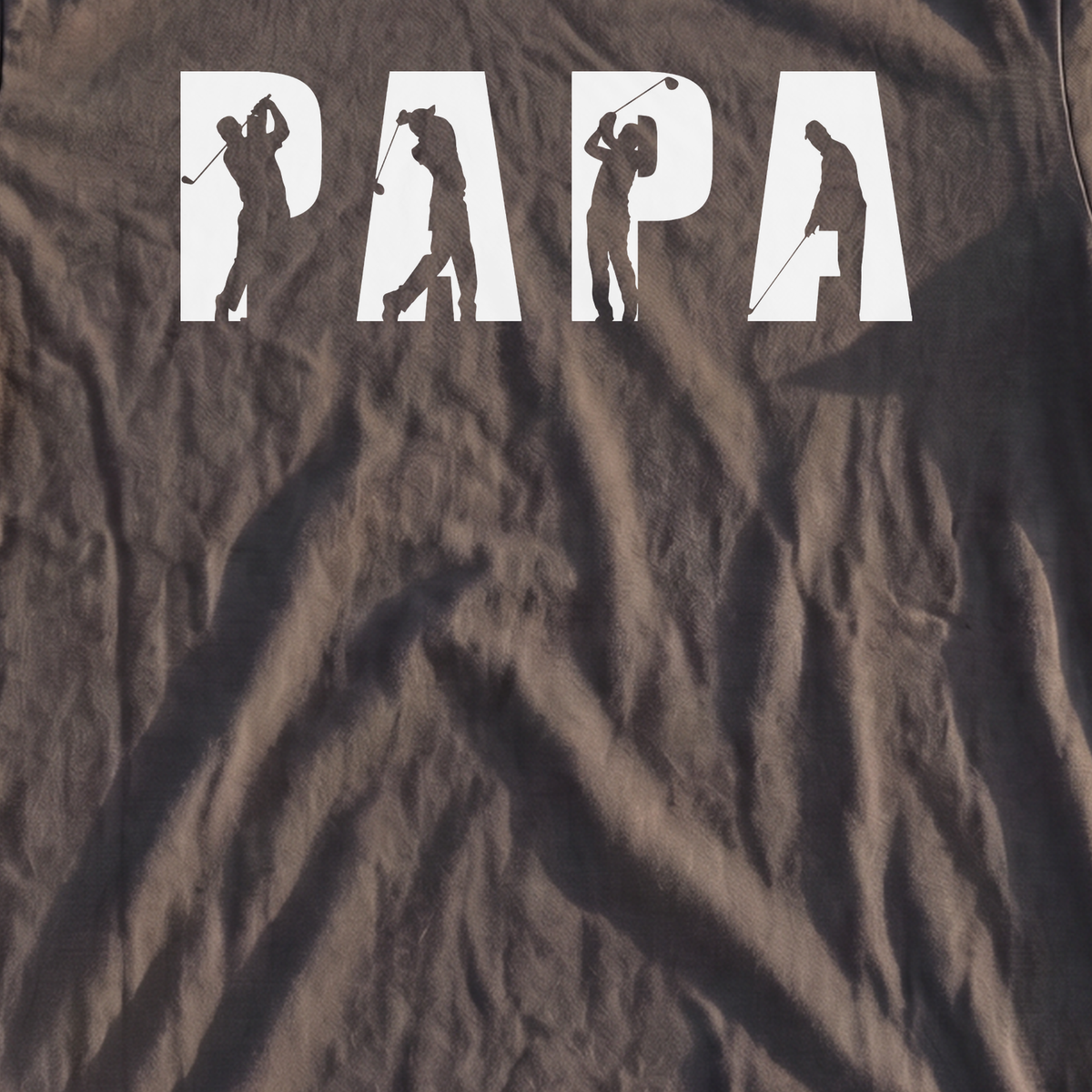 Papa Golfer Premium Tee, print close-up on Pepper