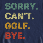 Sorry Can't Sweatshirt, print close-up on Navy
