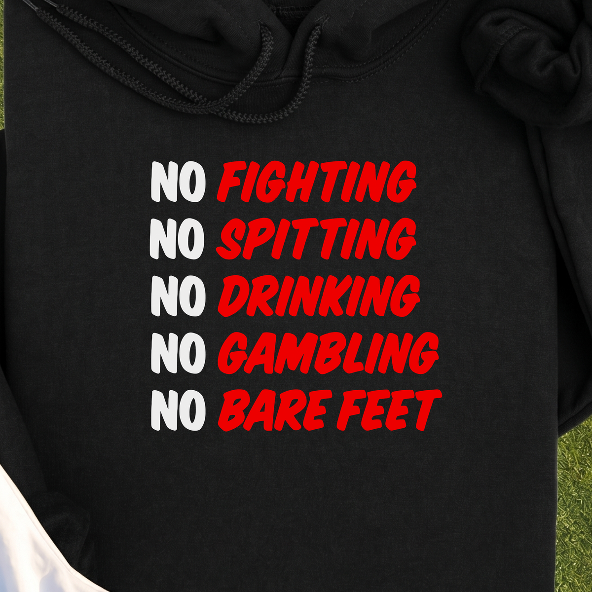 Caddyshack Rules Hoodie, print close-up on Black