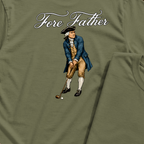 Fore Father Back Print Tee, print close-up on Military Green