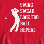 Swing Swear Repeat Sweatshirt, print close-up on Red