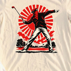 Club Thrower Poster Tee, print close-up on Natural