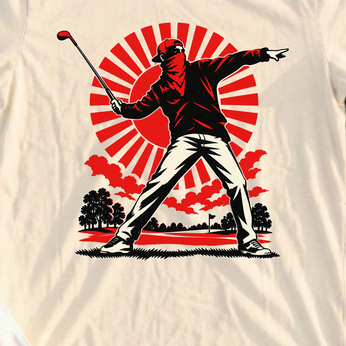Club Thrower Poster Tee, print close-up on Natural