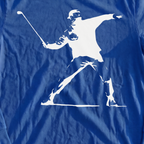 Club Thrower Long Sleeve Tee, print close-up on Royal