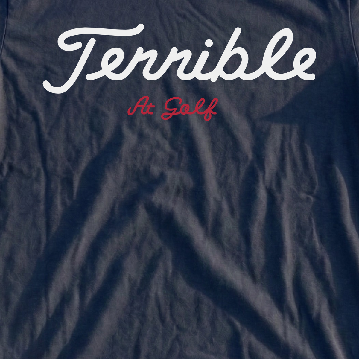 Terrible Tee, print close-up on Navy