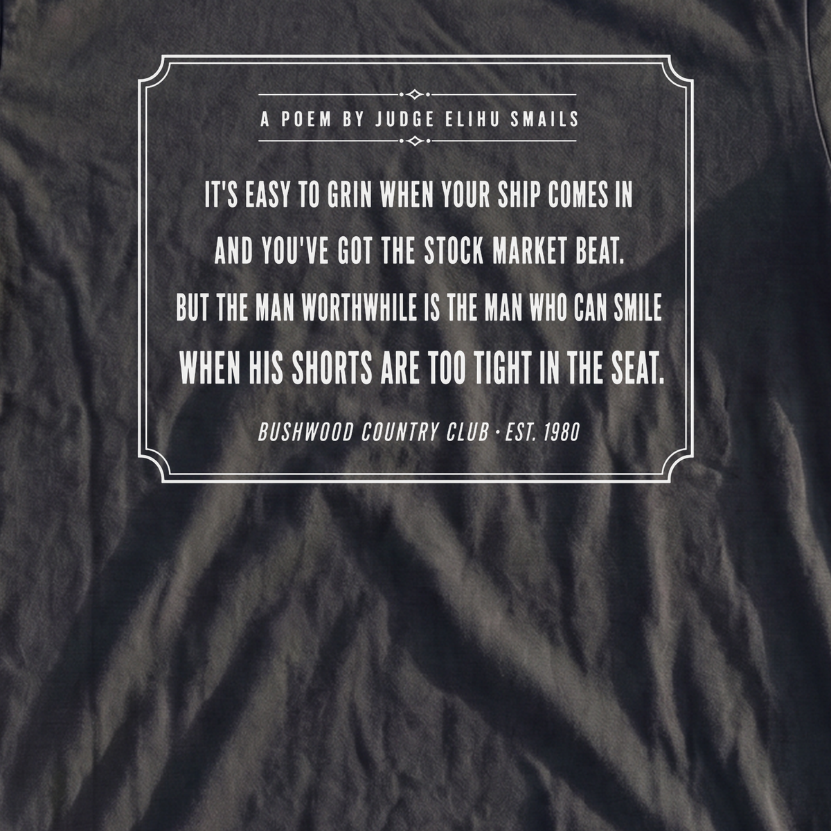 Judge Smails Poem Premium Tee, print close-up on Black
