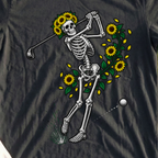 Sunflower Skeleton Swing Tee, print close-up on Black