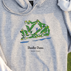 Bandon Dunes Course Map Hoodie, print close-up on Sport Grey