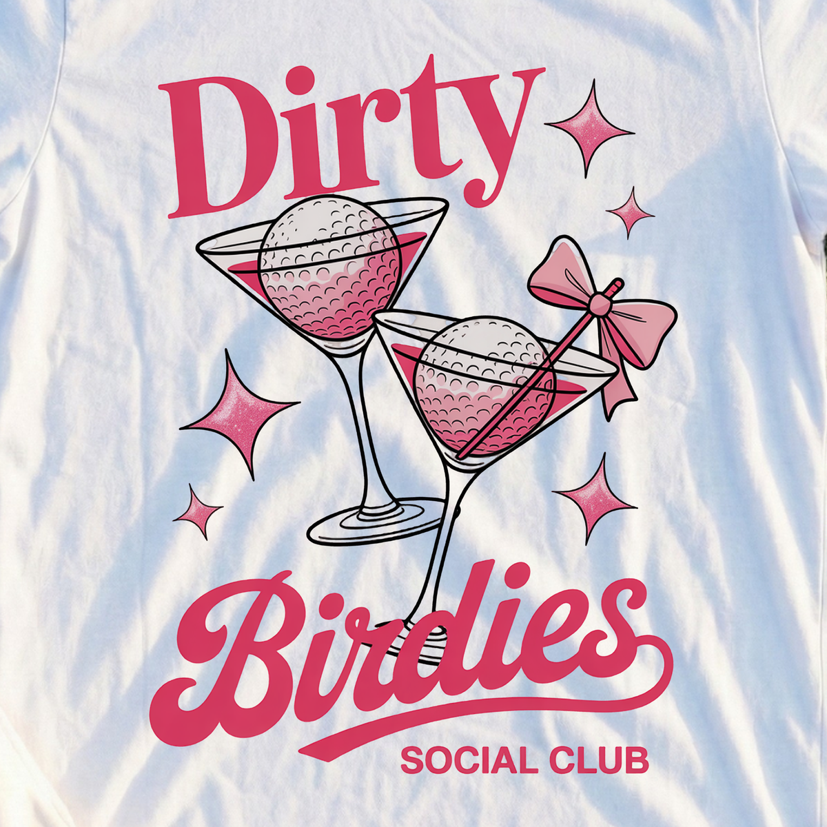 Dirty Birdies Tee, print close-up on White