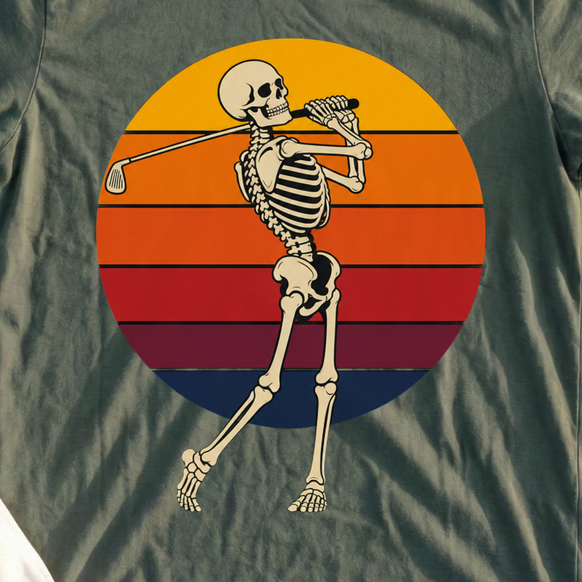 Perfect Finish Tee, print close-up on Military Green