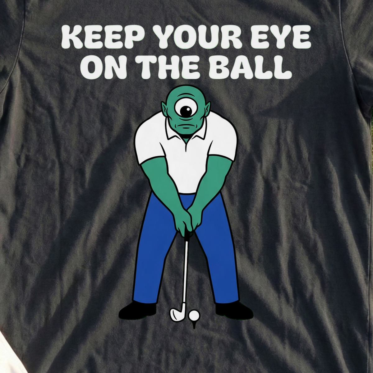 Keep Your Eye On The Ball Tee, print close-up on Black
