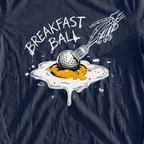 Breakfast Ball Egg Long Sleeve Tee, print close-up on Navy