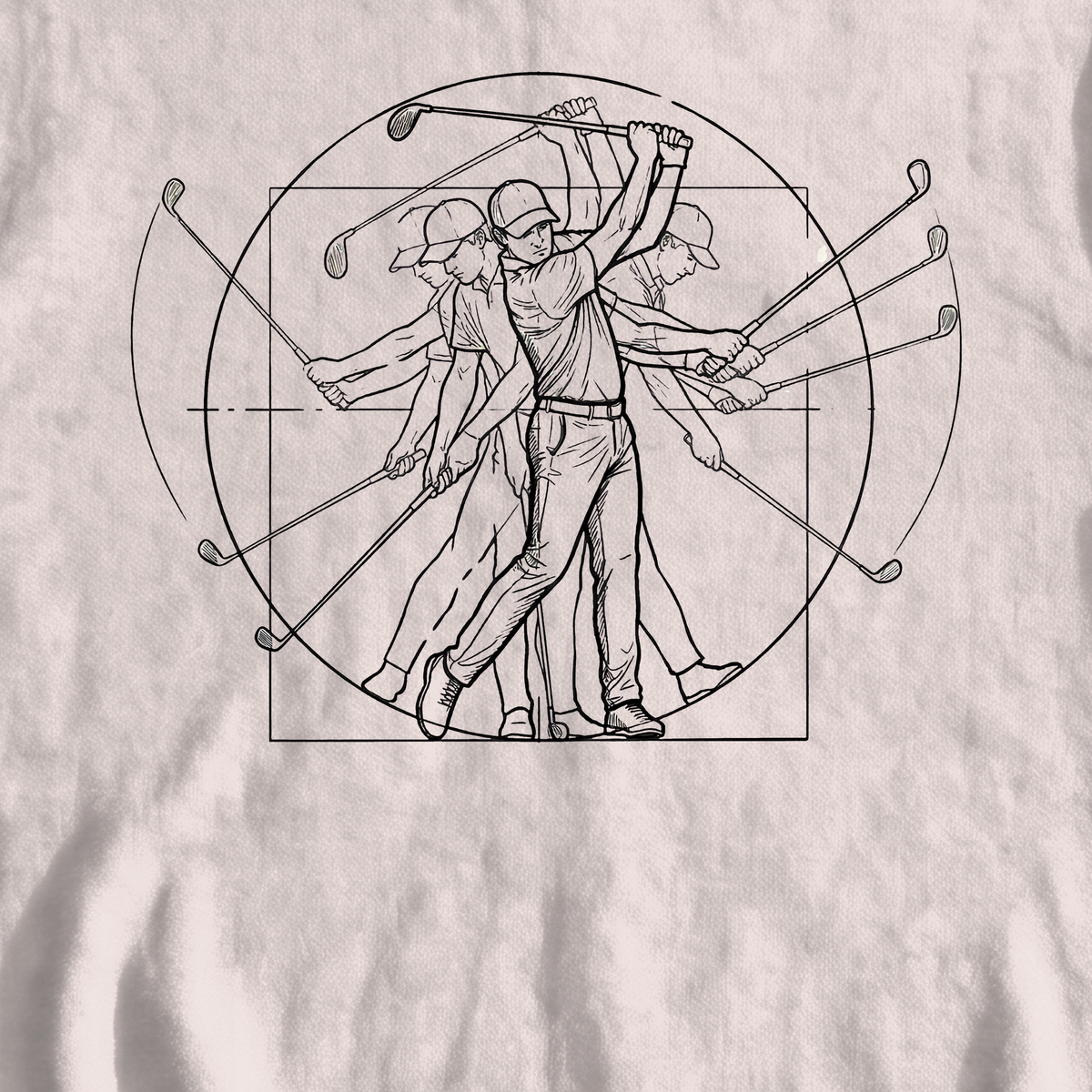 Vitruvian Man Swing Sweatshirt, print close-up on White