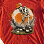 Losing Daylight Tee, print close-up on Red