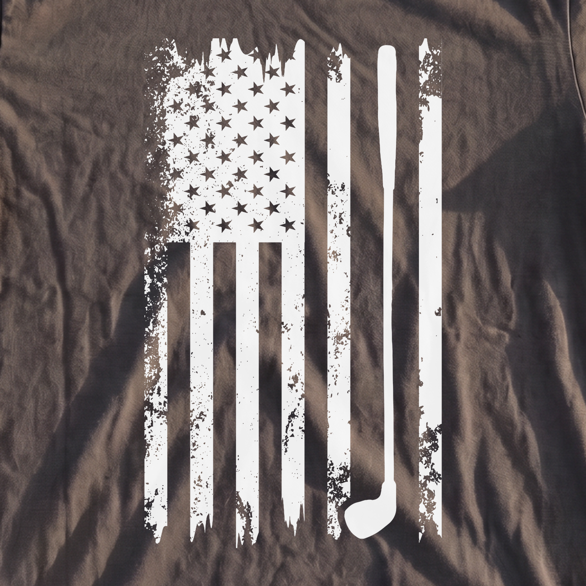 American Flag Club Heavyweight Tee, print close-up on Pepper