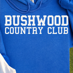 Bushwood Country Club Varsity Hoodie, print close-up on Royal