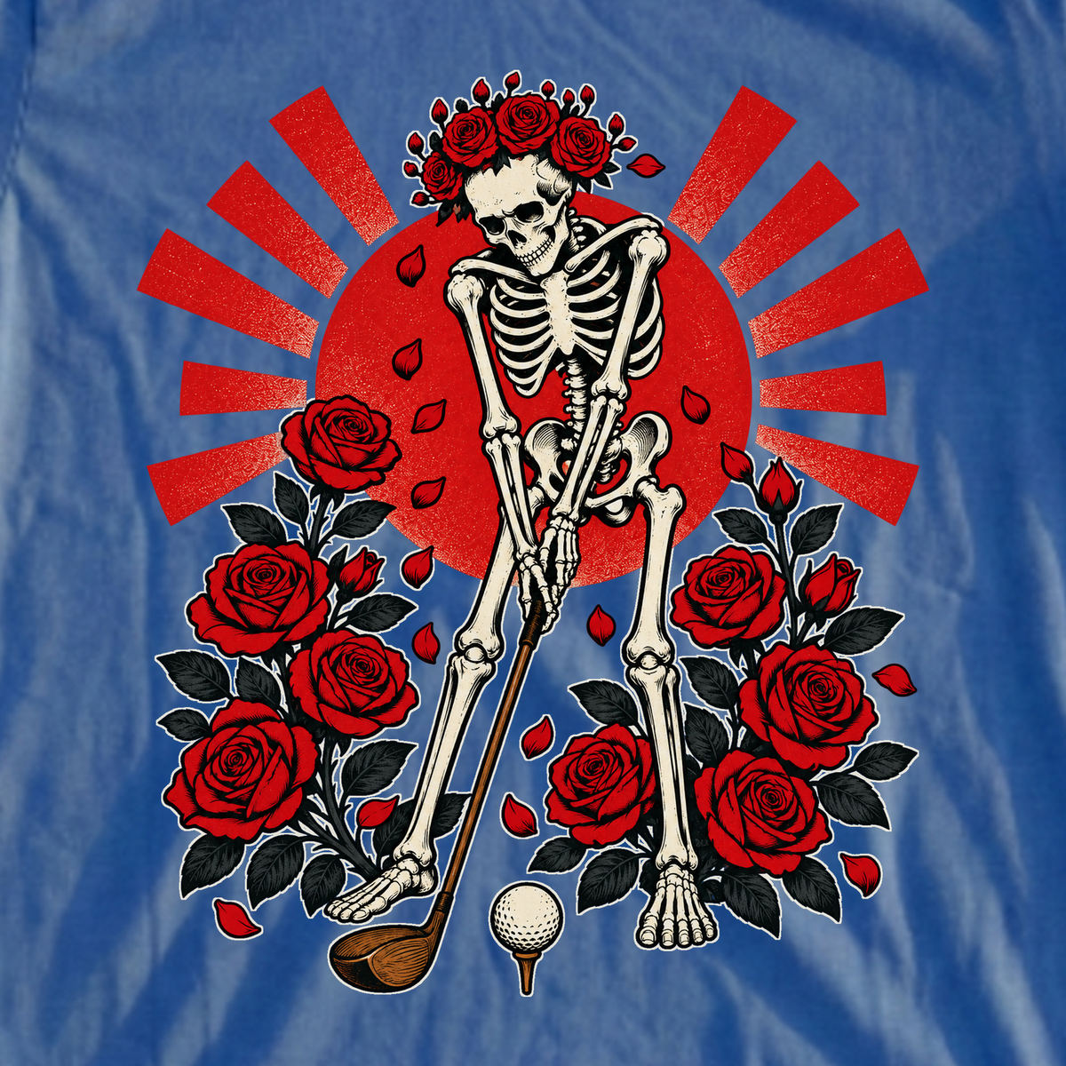 Eternal Drive Propaganda Tee, print close-up on Royal