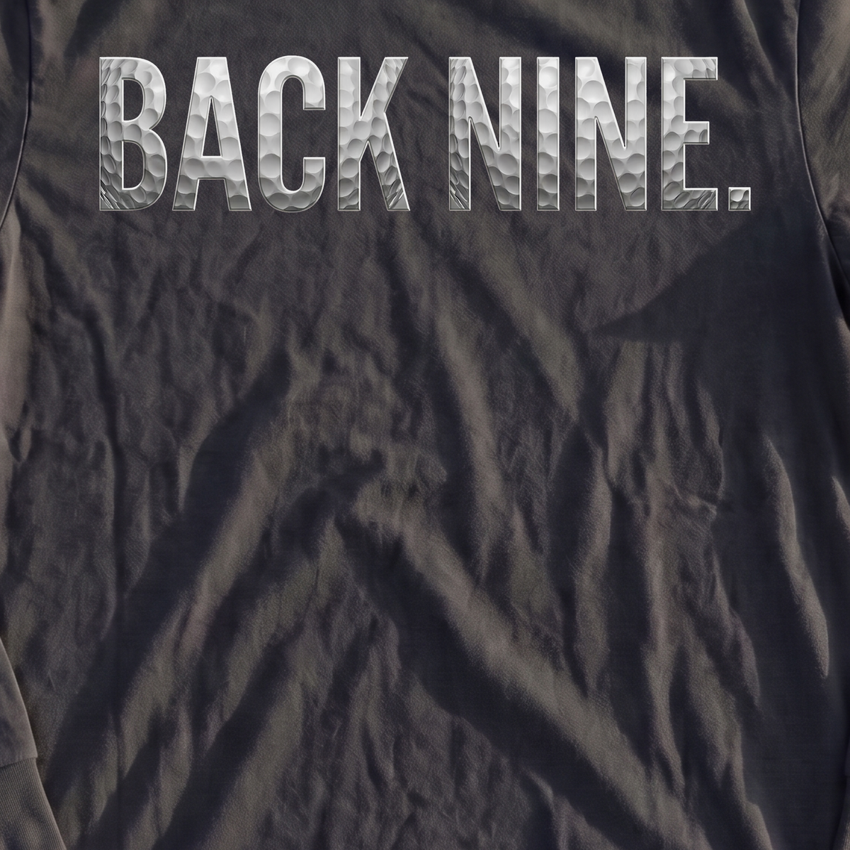 Back Nine Dimples Long Sleeve Tee, print close-up on Black