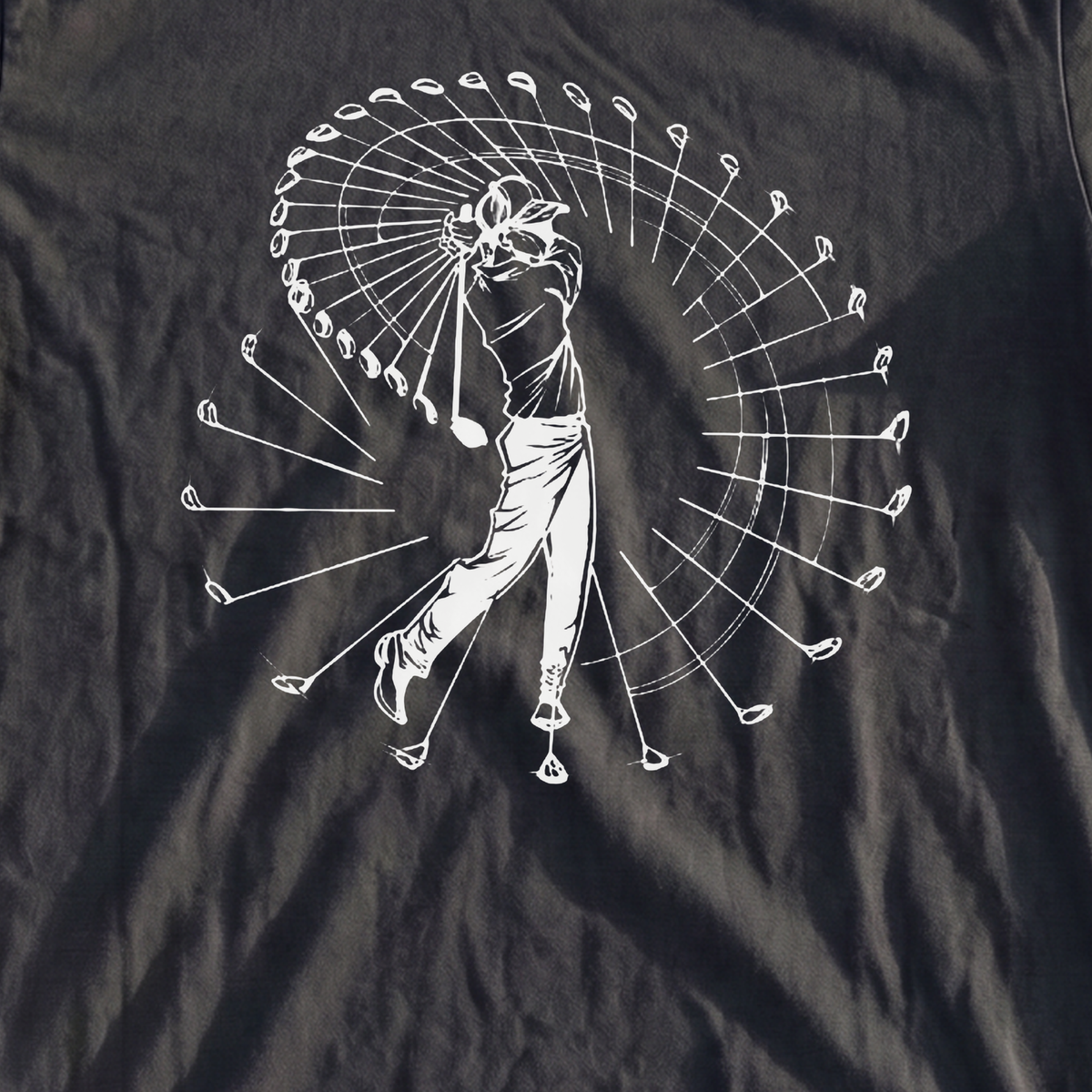 Pure Swing Premium Tee, print close-up on Black