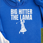 Big Hitter Hoodie, print close-up on Royal