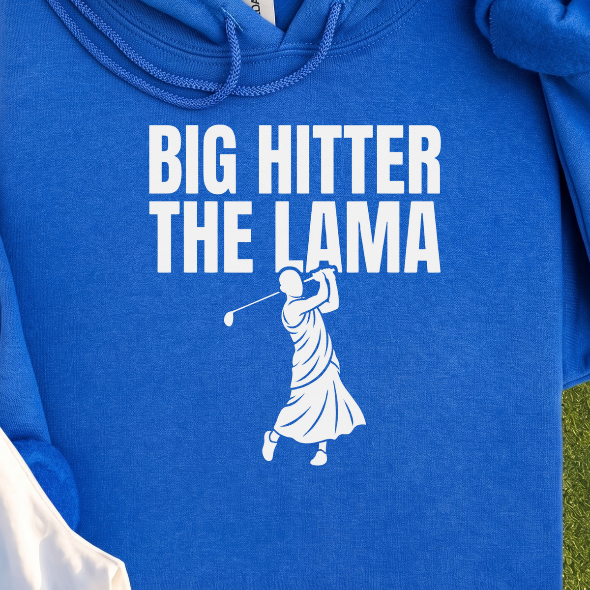 Big Hitter Hoodie, print close-up on Royal