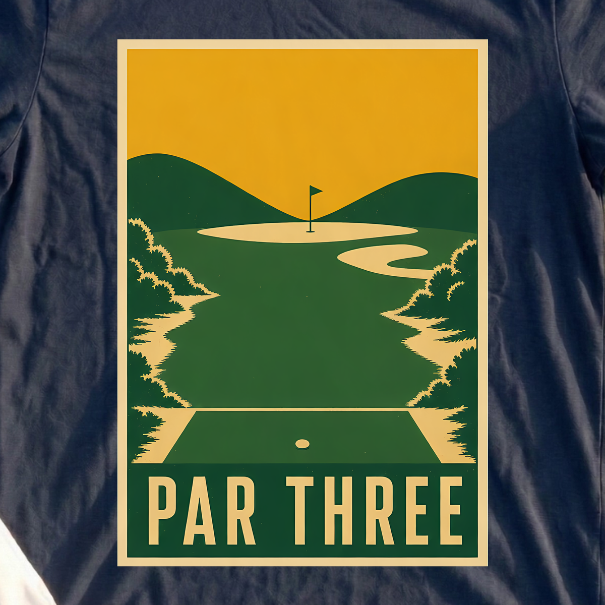Par Three Tee, print close-up on Navy