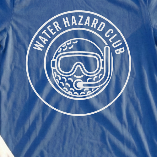 Water Hazard Club Tee, print close-up on Royal