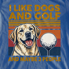 I Like Dogs And Golf Tee, print close-up on Royal