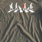 The Crossing Premium Tee, print close-up on Moss