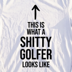 Shitty Golfer Long Sleeve Tee, print close-up on White