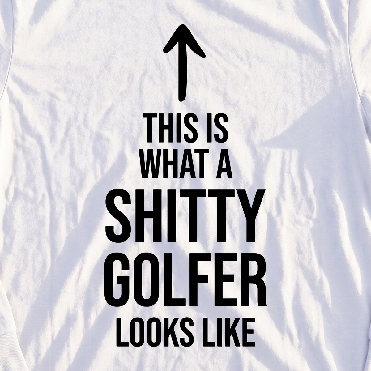 Shitty Golfer Long Sleeve Tee, print close-up on White