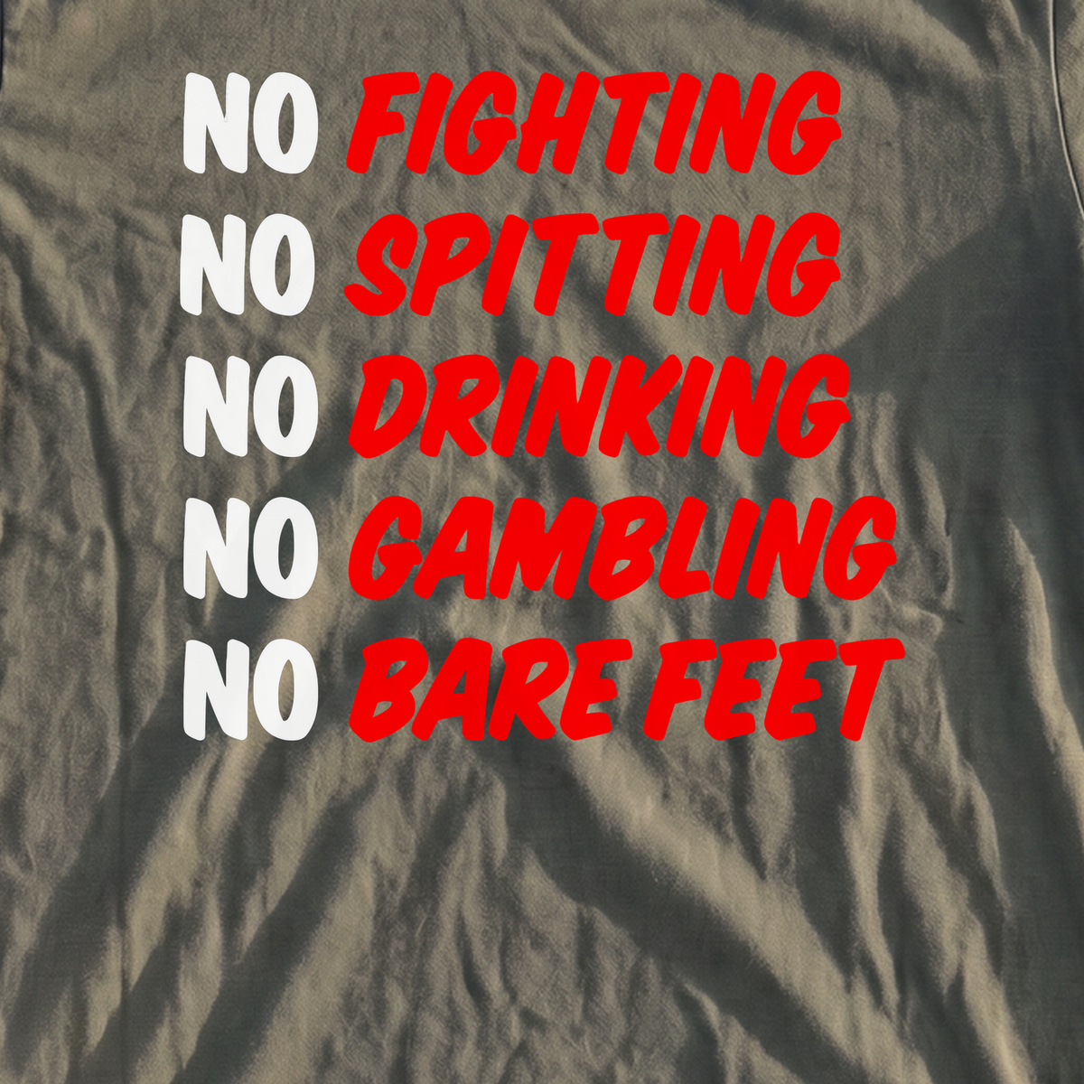 Caddyshack Rules Premium Tee, print close-up on Moss