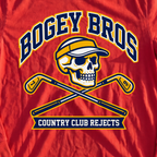Bogey Bros Long Sleeve Tee, print close-up on Red