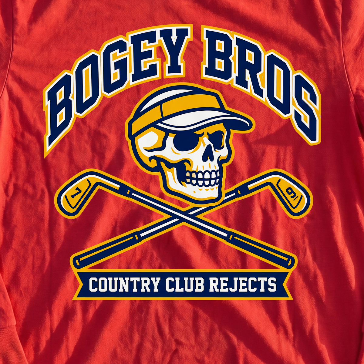 Bogey Bros Long Sleeve Tee, print close-up on Red