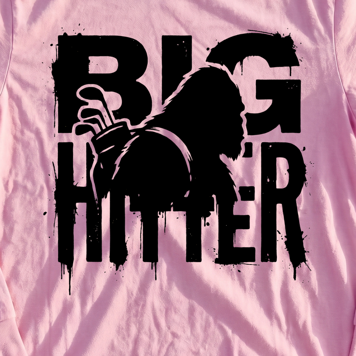 Bigfoot Big Hitter Long Sleeve Tee, print close-up on Light Pink