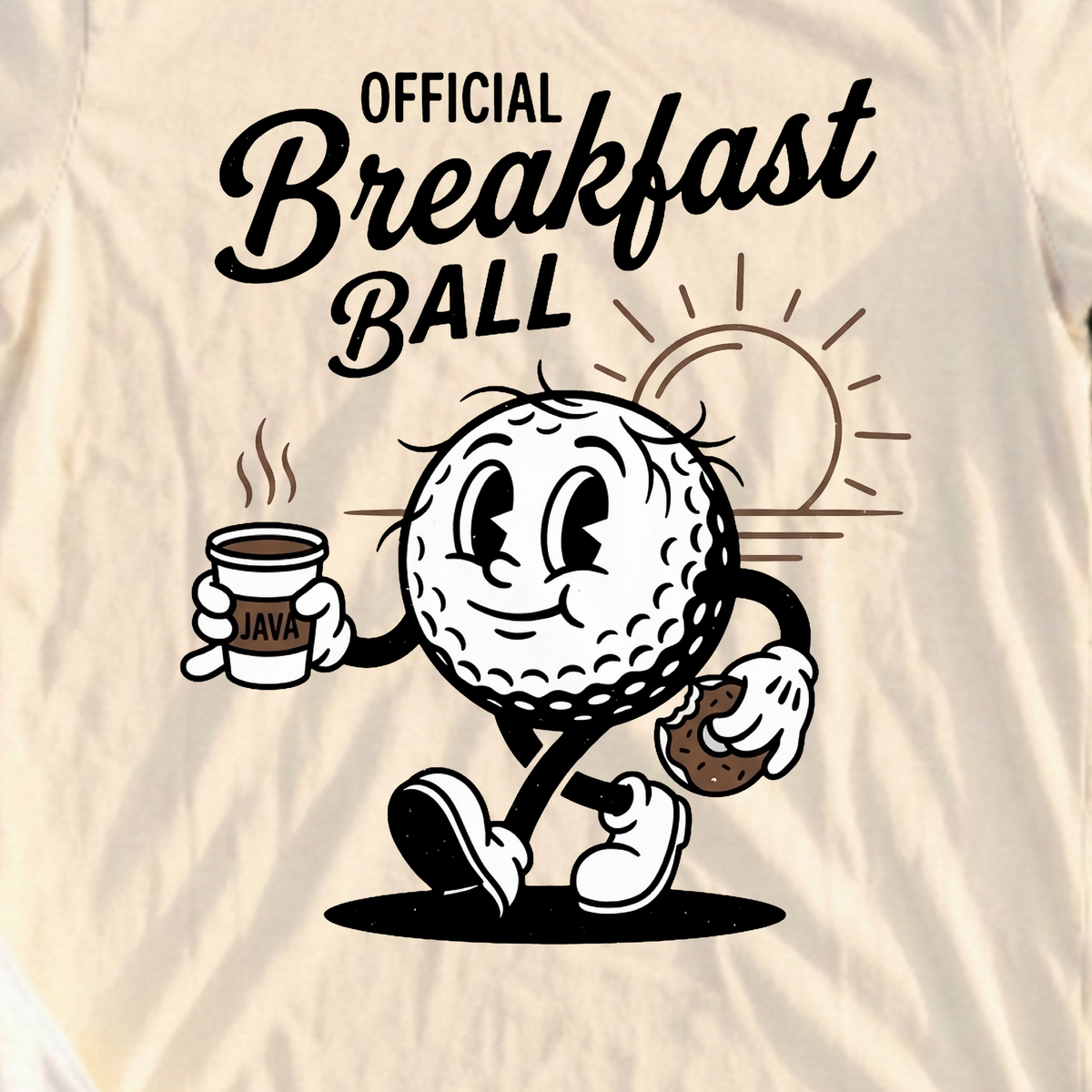 Official Breakfast Ball Tee, print close-up on Natural