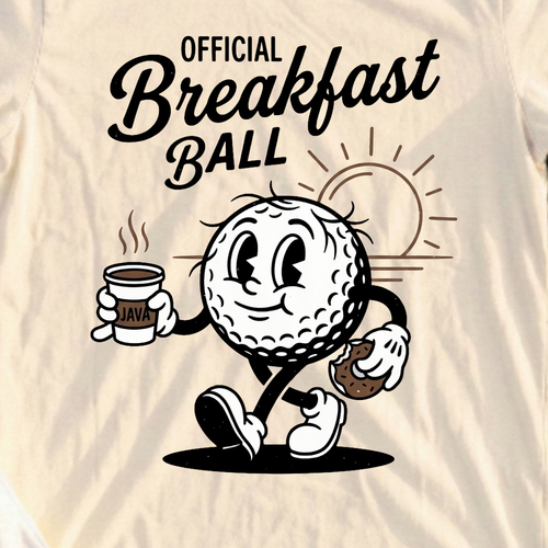 Official Breakfast Ball Tee, print close-up on Natural