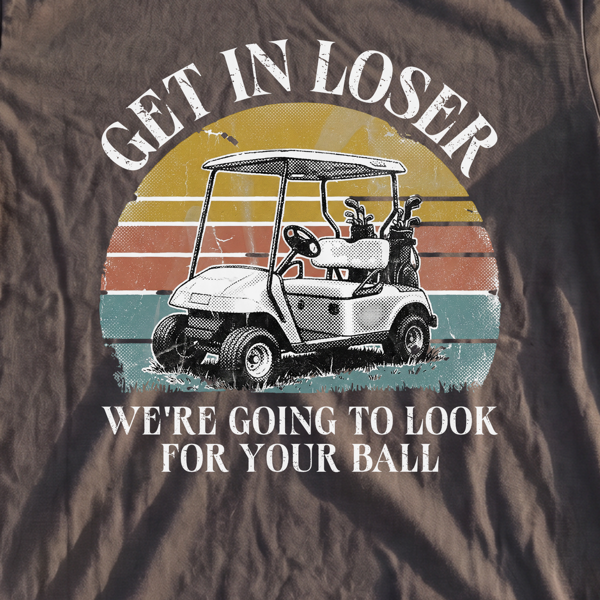 Get In Loser Premium Tee, print close-up on Pepper