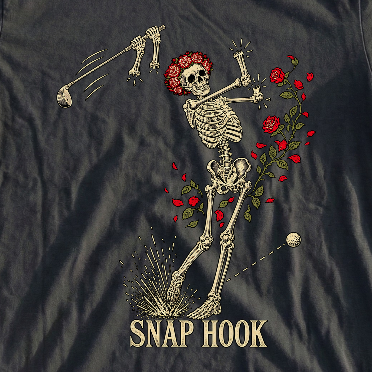Snap Hook Tee, print close-up on Black