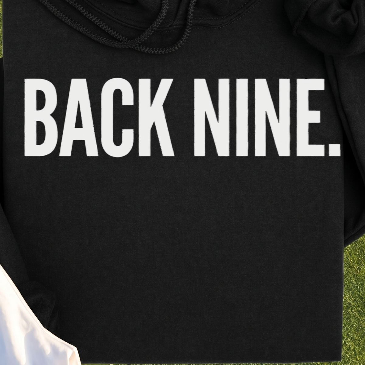Back Nine Hoodie, print close-up on Black