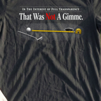 Not A Gimme Tee, print close-up on Black