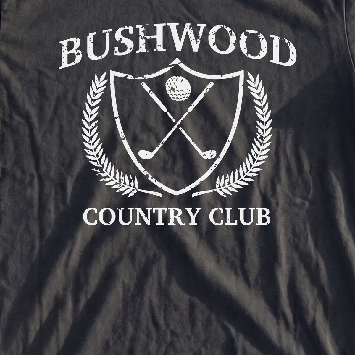 Bushwood Country Club Premium Tee, print close-up on Black