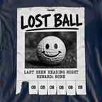 Lost Ball Flyer Tee, print close-up on Navy