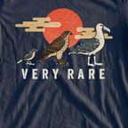 Very Rare Sunrise Tee, print close-up on Navy