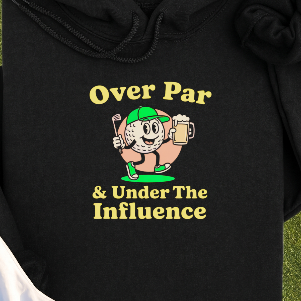 Over And Under It Hoodie, print close-up on Black