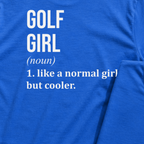 Golf Girl Back Print Tee, print close-up on Royal