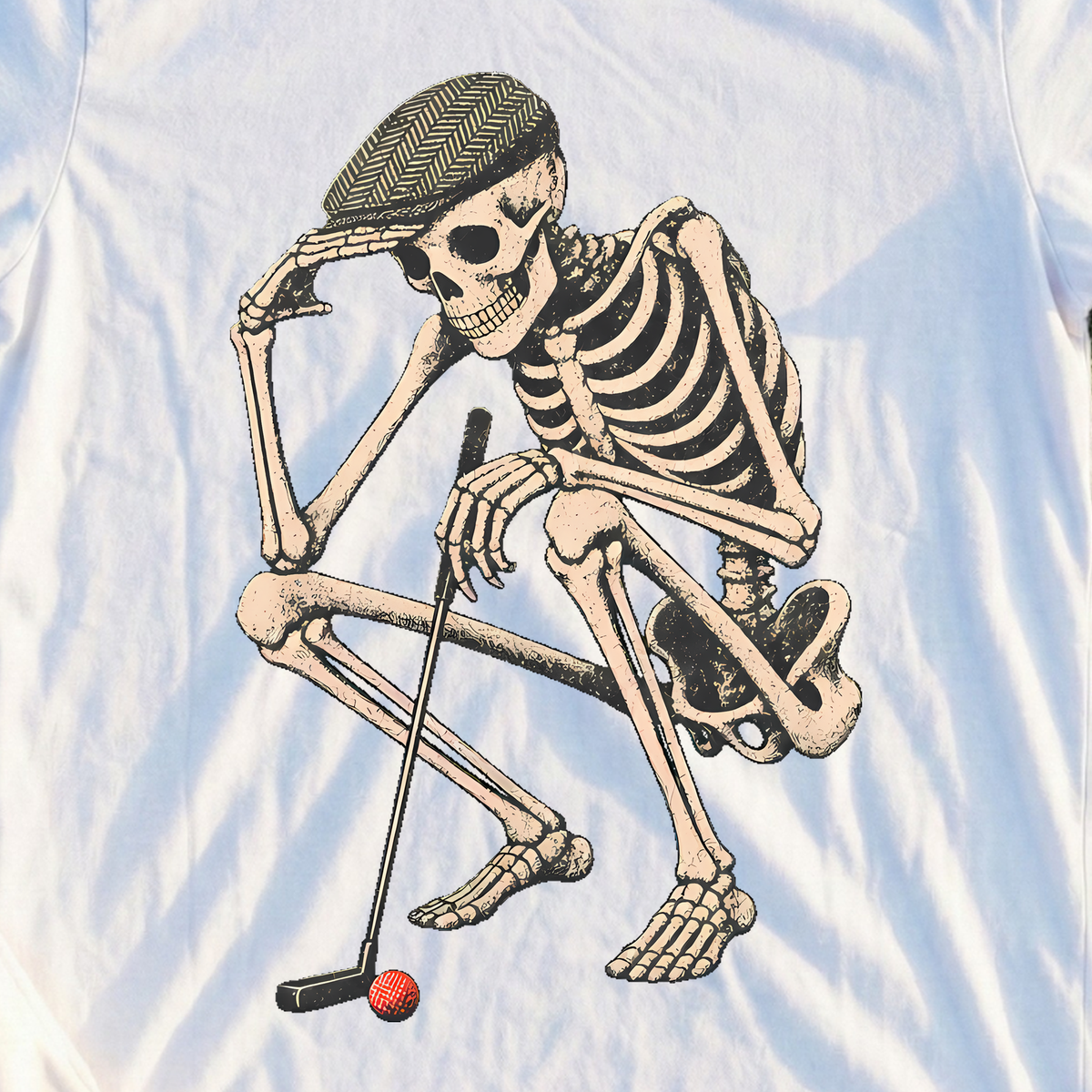 Putter Skeleton Tee, print close-up on White