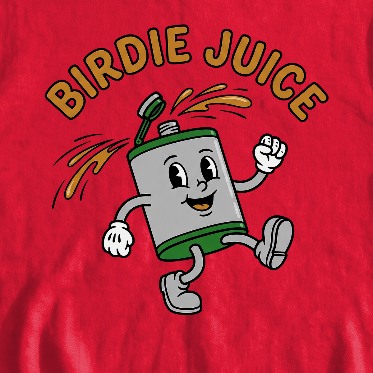 Birdie Juice Flask Sweatshirt, print close-up on Red