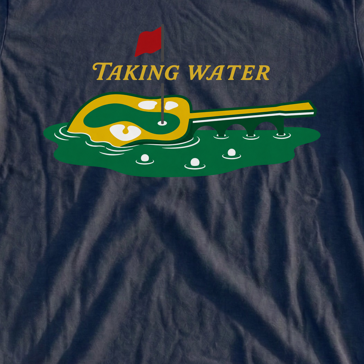 Taking Water Tee, print close-up on Navy
